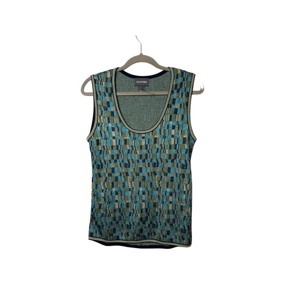 ZAC POSEN Patterned Scoop Neck crochet sleeveless tank sz M - Picture 2 of 9